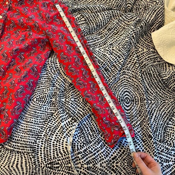 Talbots size 6 Paisley Patterned Americana Red Business Casual Button Down Shirt - Picture 9 of 11